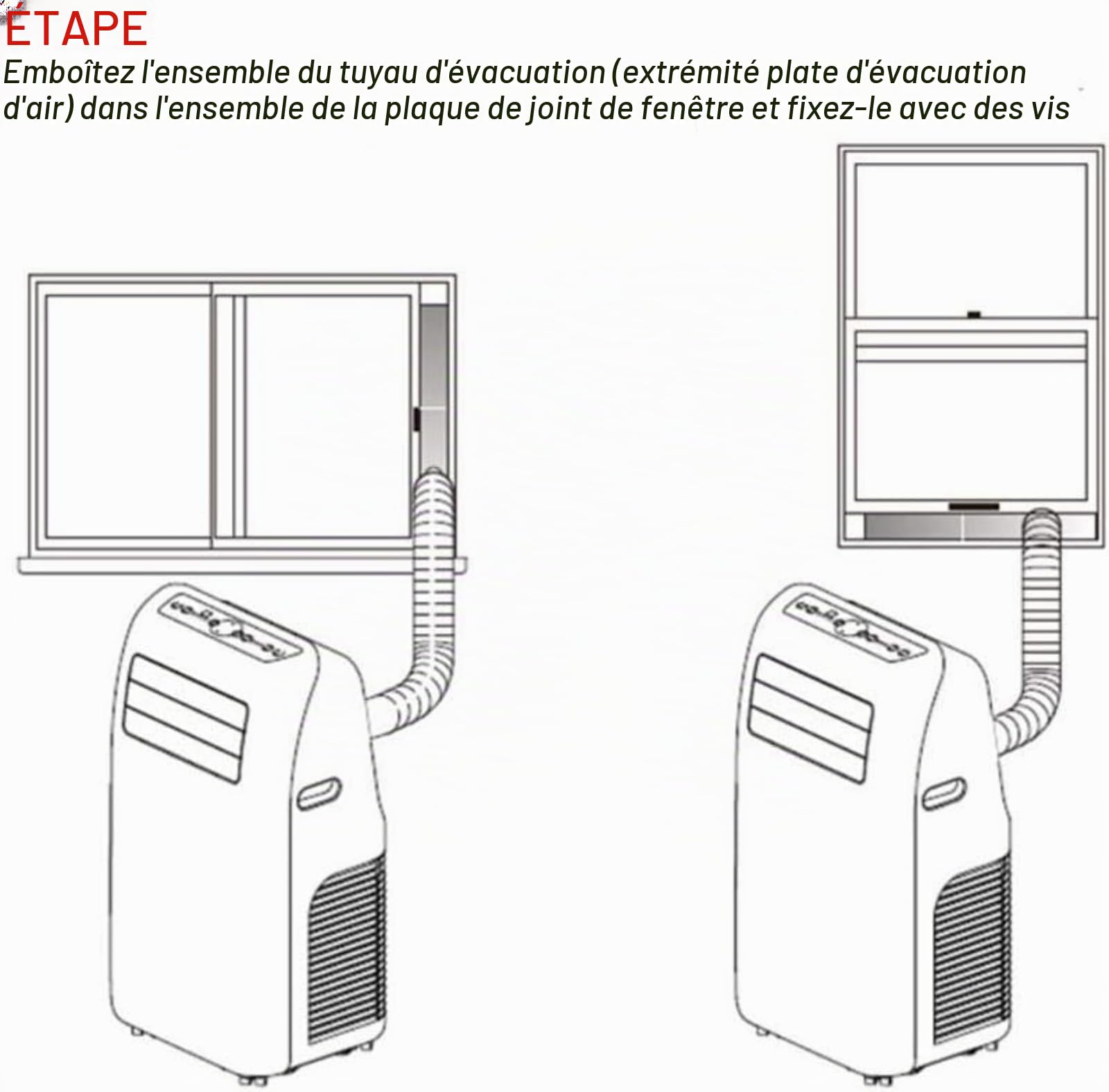 Kit de joints pour fenêtres coulissantes, kit de ventilation pour climatiseurs pour portes coulissantes, support d'étanchéité universel en PVC de rechange pour climatiseurs mobiles, réglable jusqu'à