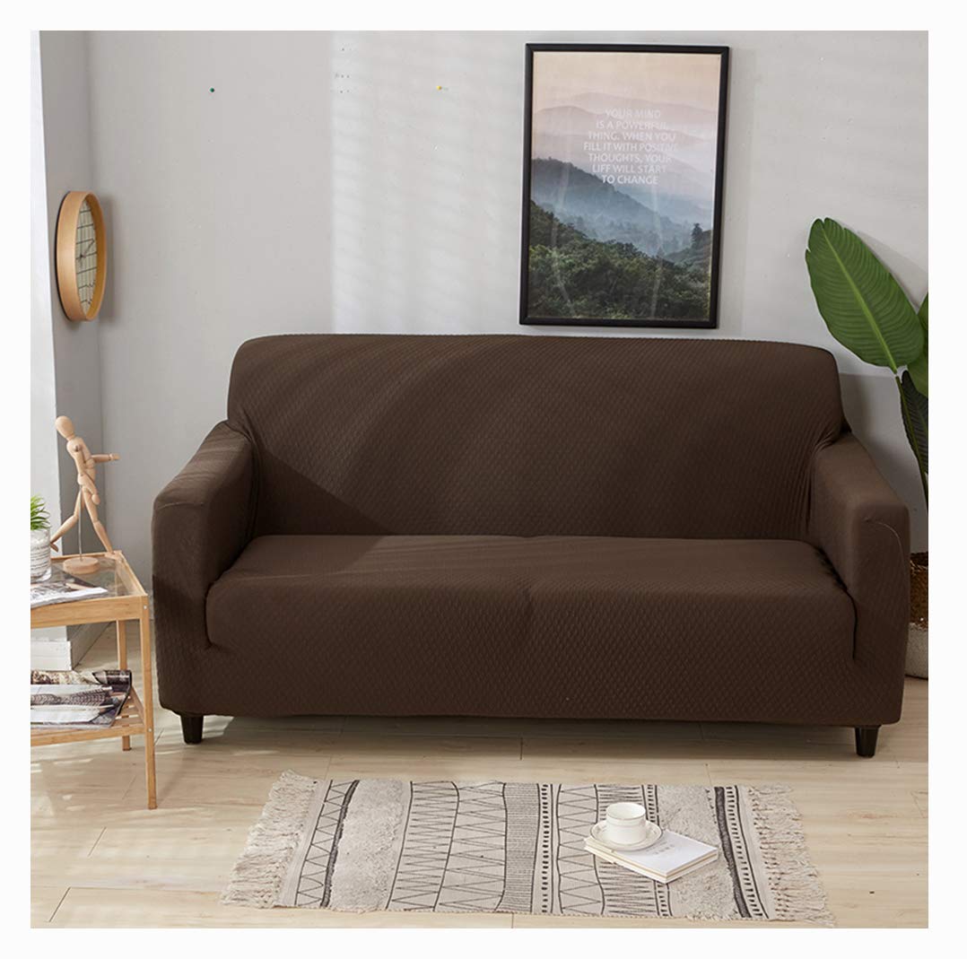 DaiHan Wodoodporny pokrowiec na sofę o jednolitym kolorze Gruby uniwersalny pokrowiec na sofę Elastyczny kombinezon All Coffee 4Seat(235-300 cm)