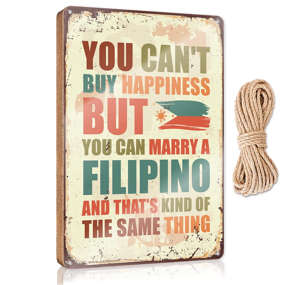 Funny Bathroom Wall Decor Sign Wood You Can'T Buy Happiness But You Can Marry A Filipino Wooden Sign Funny Bathroom Decor House Decor Clearance(23X35CM)