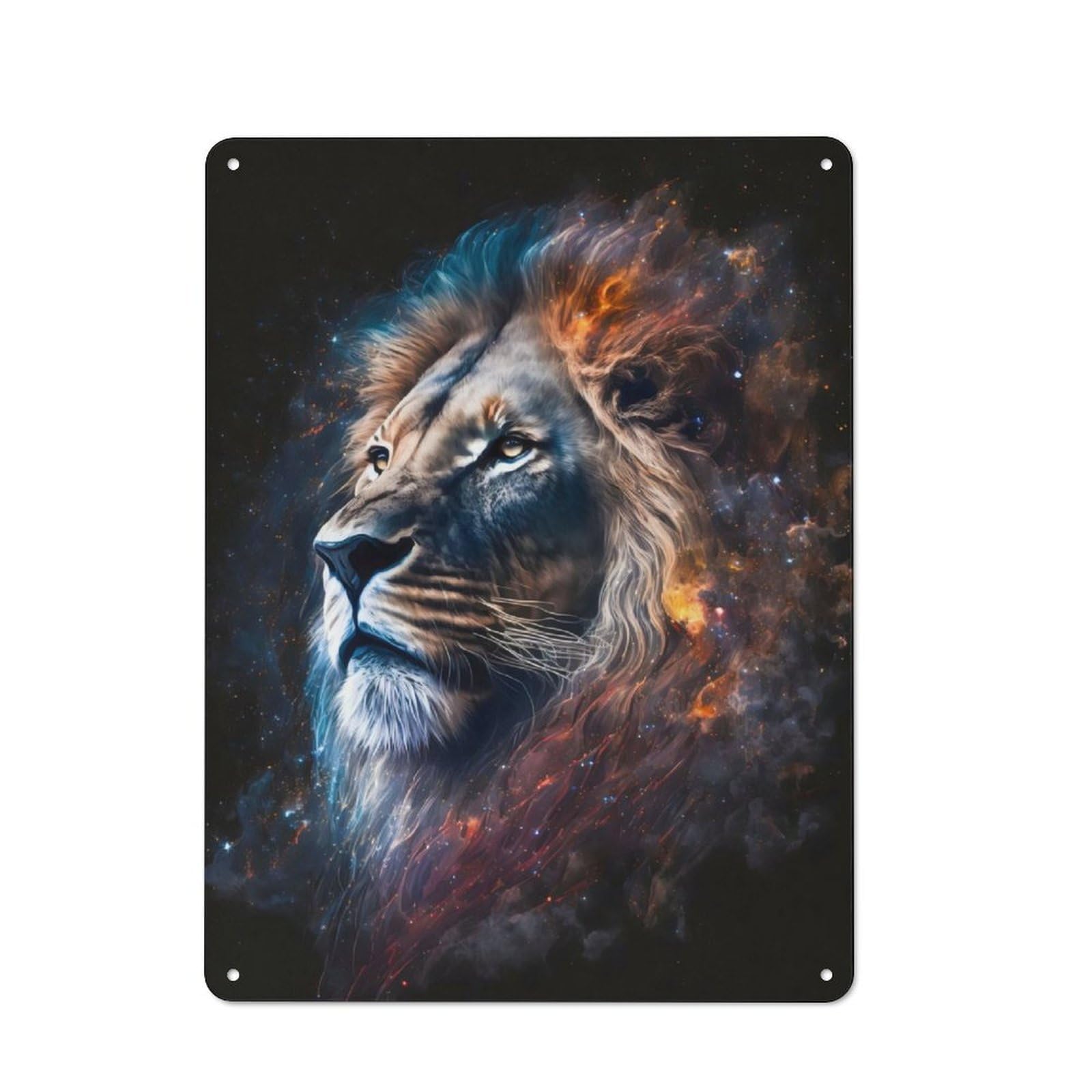 Junmoney Galaxy Cosmic Lion Face Tin Wall Plaque 40X30cm With For Hobby Room Or Studio, New Home Wall Decor For Creative Interior Collectors
