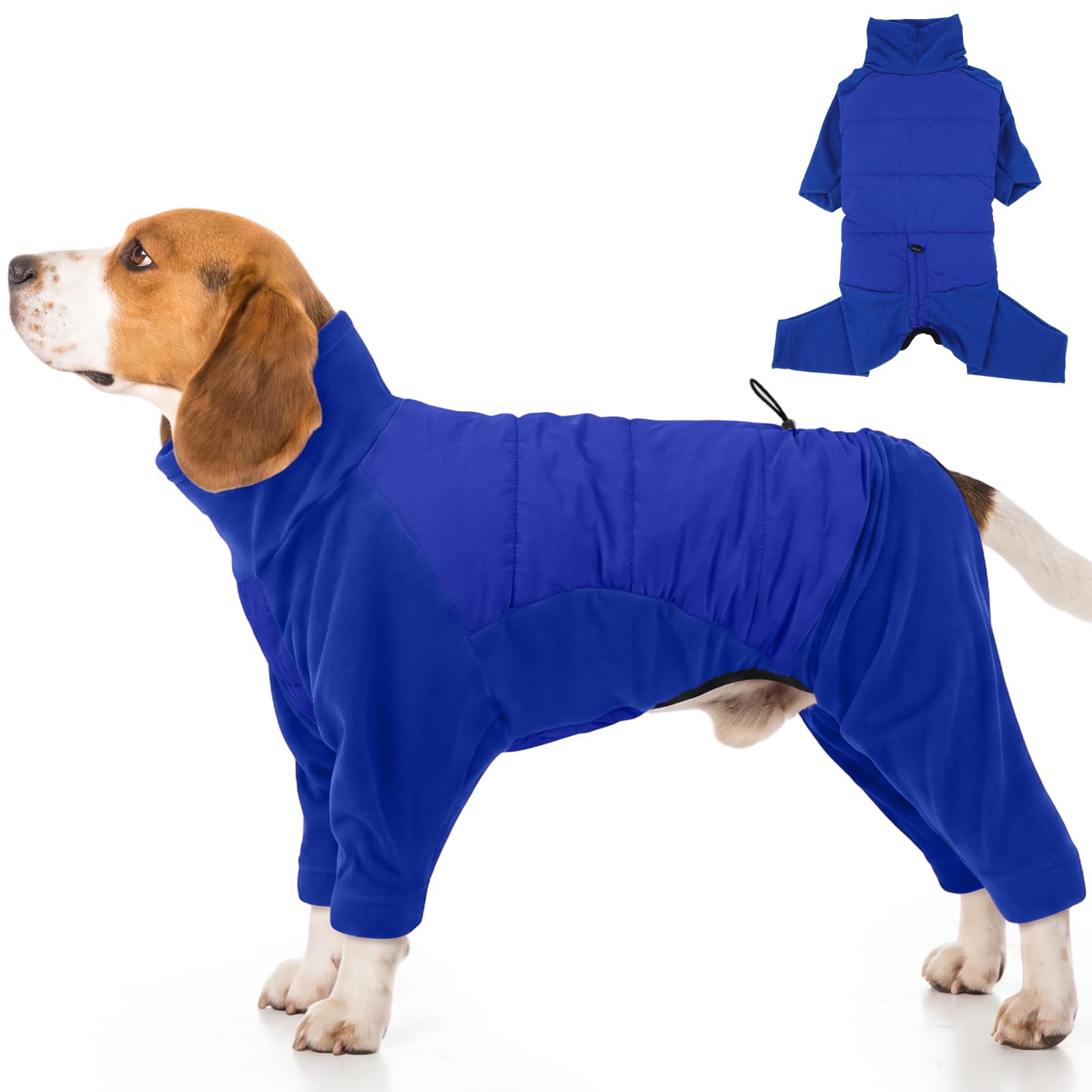 OUOBOB Dog Winter Coat Warm Fleece for Medium Dogs Blue M