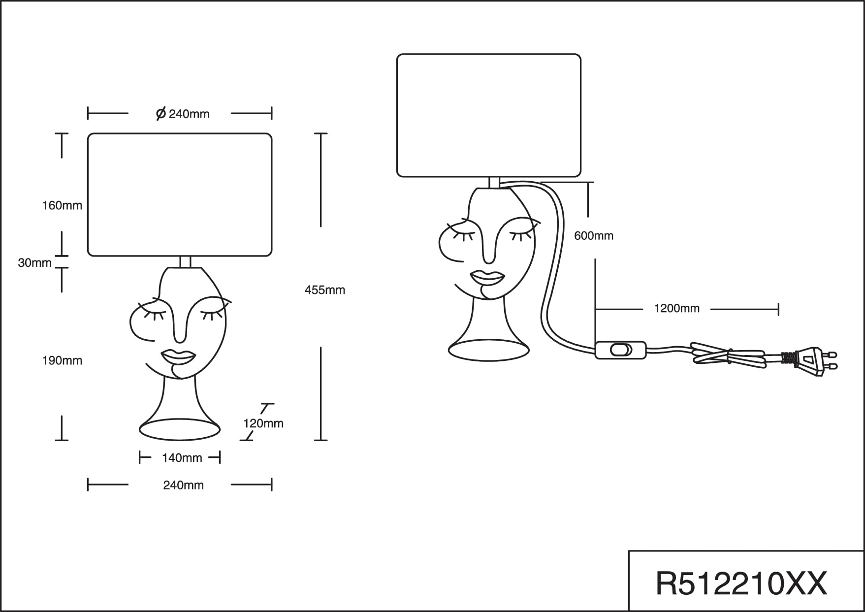 Reality, Lampa stołowa, Mary 1xE27, max.60,0 W Tkanina, beżowy, Korpus: Metal, beżowy Ø:24,0cm, H:45,5cm Przełącznik kabla, IP20,bez podświetlenia