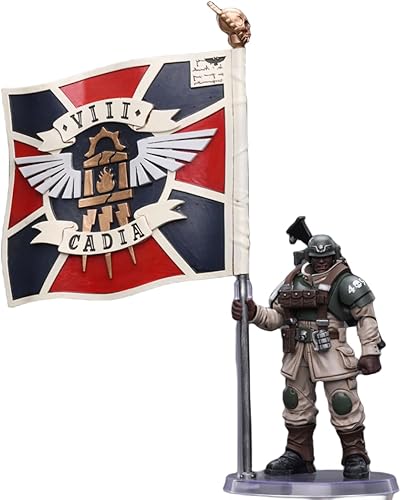 Miniatura 3 de HiPlay JoyToy Warhammer 40K Figura coleccionable Astra Militarum Cadian Command Squad Veterano con regimiento estándar 118 figuras de acción JT7929