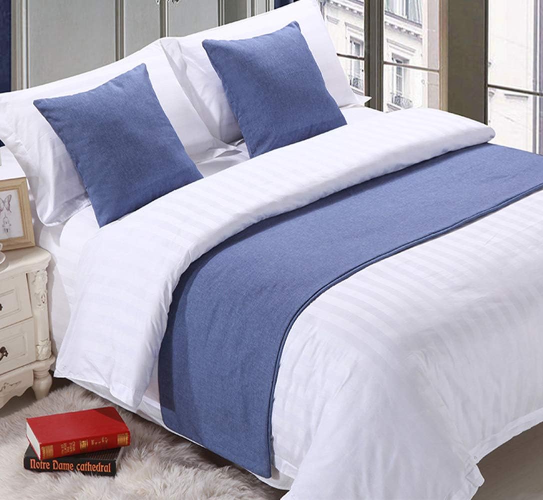 Mengersi Solid Bed Runner Scarf Protector Slipcover Bed Decorative Scarf for Bedroom Hotel Wedding Room (King, Beige)