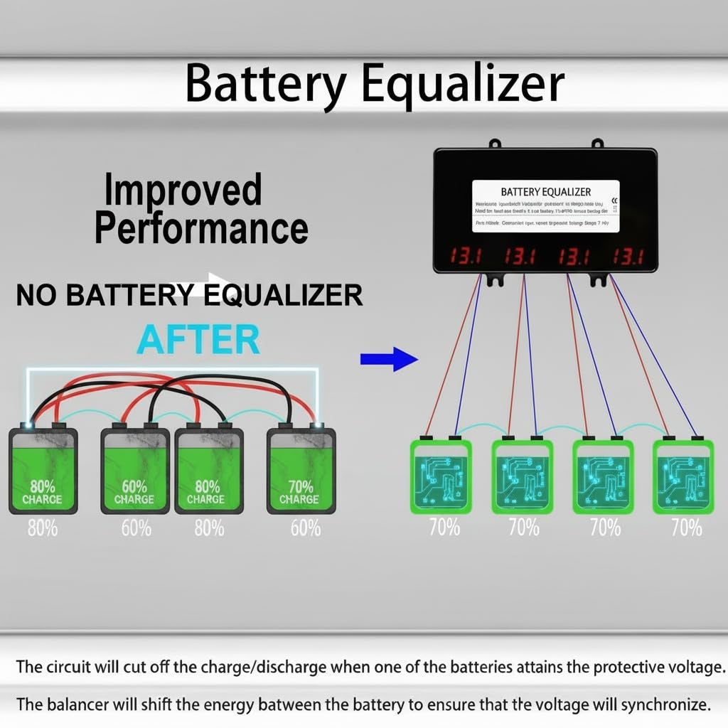 Batterie Equalizer für 4 x 12V Batterien Balancer Aktivspannung Blei Säure Li-Ionen LiFePO4 Batterie HC02