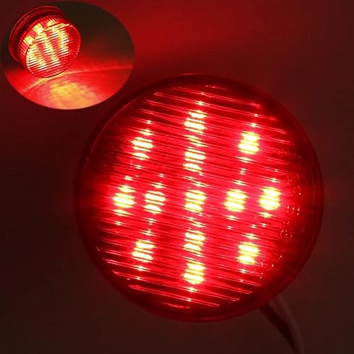 Miniatura 5 de NEW SUN Luces LED redondas de 2.5 pulgadas de alta calidad, 13 luces LED rojas de marcador lateral, kits de luces de liquidación con ojales y