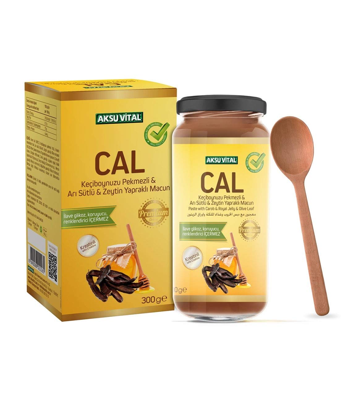 AKSU VİTAL AksuVital CAL Keçiboynuzu Pekmezli Arı Sütlü Zeytin Yapraklı Macun 300 gr 1 Paket (1 x 1 g)