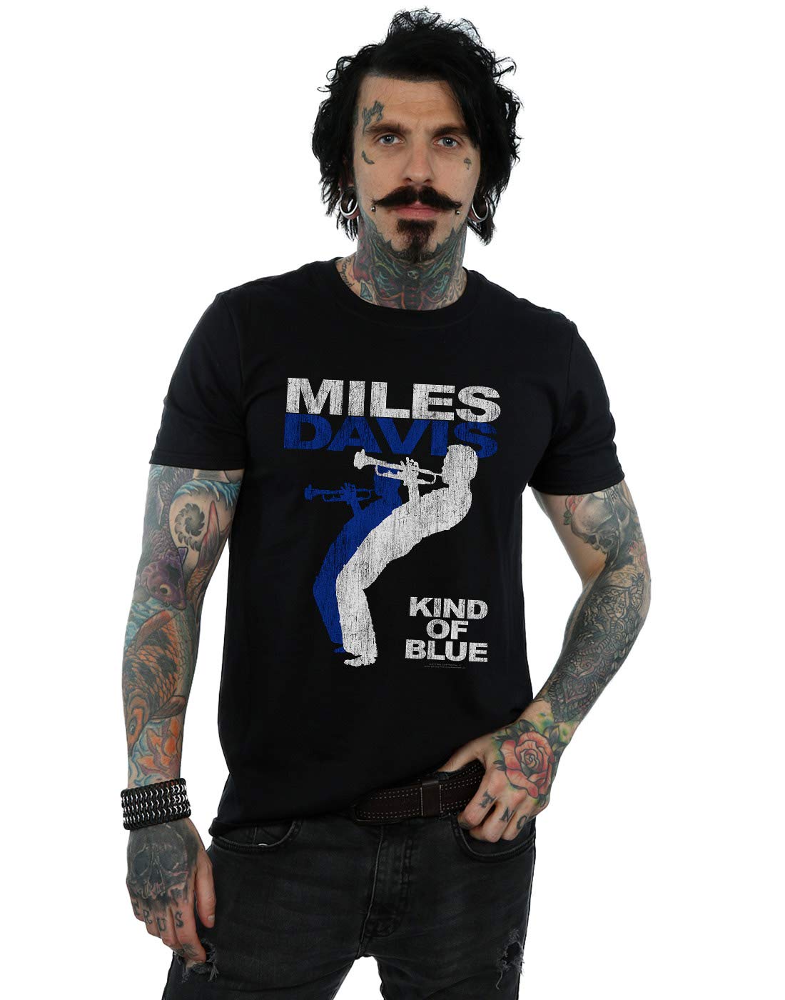 Absolute Cult Miles Davis Men's Distressed Photo T-Shirt Black Medium