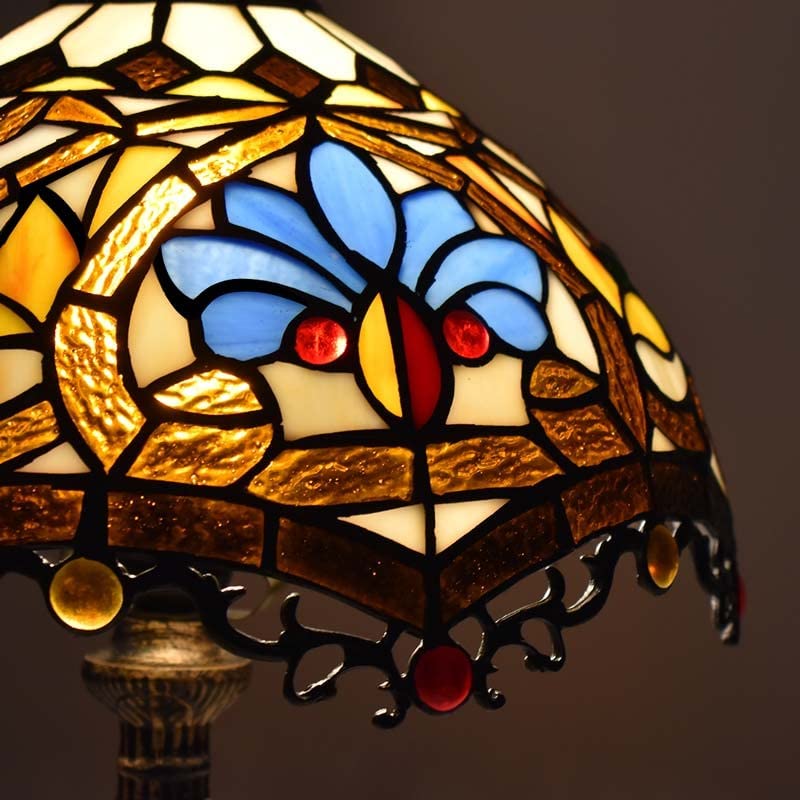 B·LED BARCELONA LED - Lámpara de mesa inspiración Tiffany con mosaico floral en cristal