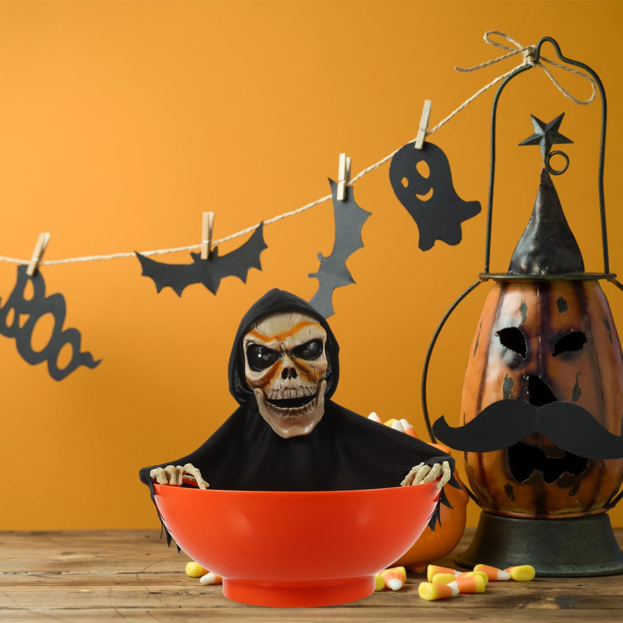 Kisangel -licht Geisterschädel Halloween Süßigkeitenschale Mit Bewegungsaktivierung Für Party- Und Heimdekorationen