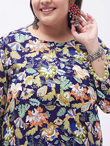 Image of Tissu Women's Rayon Plus Size Printed Kurta & Palazzo