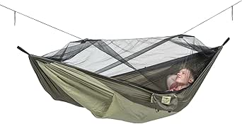 AMAZONAS Ultra-Light Hängematte Moskito Traveller Thermo XXL 780g 305 x 160cm Packmaß 31 x 11 cm bis 200kg in Grün