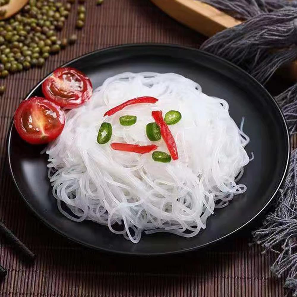 Glass Noodles，LungKuw Mung Been Threads Noodle，Fine Mung Been Glass Noodles for Stir-fries, Soups, Salads, 500g/17.6oz