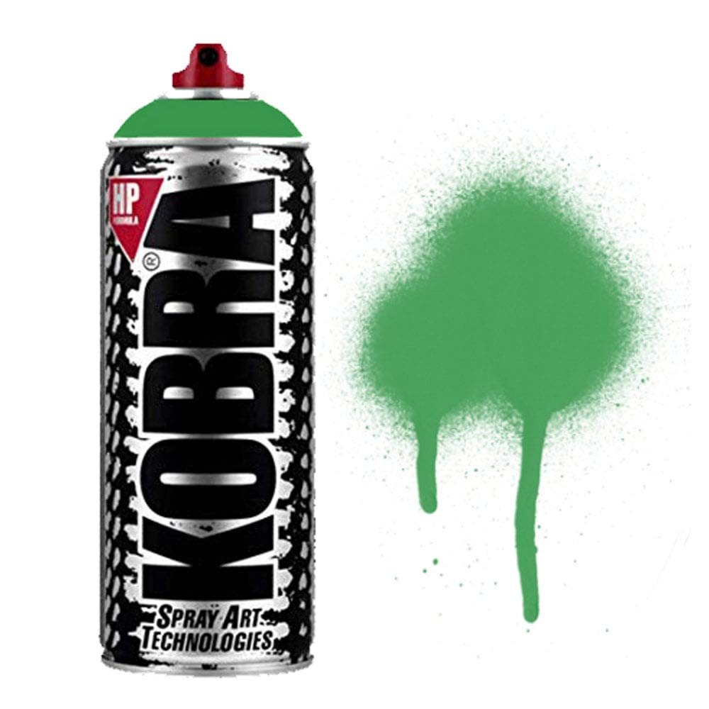 KOBRA HP High Pressure Spray Paint 400ml Can – Professional Grade 100% Acrylic Formula with Matte Finish for Graffiti, Street Art, Crafts & Multi-Surface Use (1340 Bullfrog)