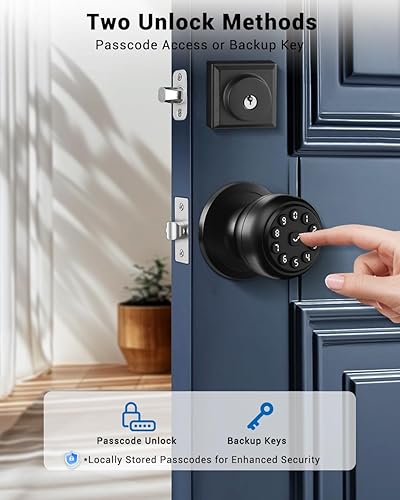 Miniatura 3 de Cerradura inteligente con teclado, cerradura de puerta de entrada sin llave con asa, bloqueo automático para puerta delantera, cerradura de puerta
