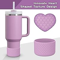 Vista 119 de WUQID Heart Shaped Texture Silicone Boot Compatible with Stanle Quencher H2.0 IceFlow Flip 20oz 30oz 40oz,Hydroo Flask 12-24oz