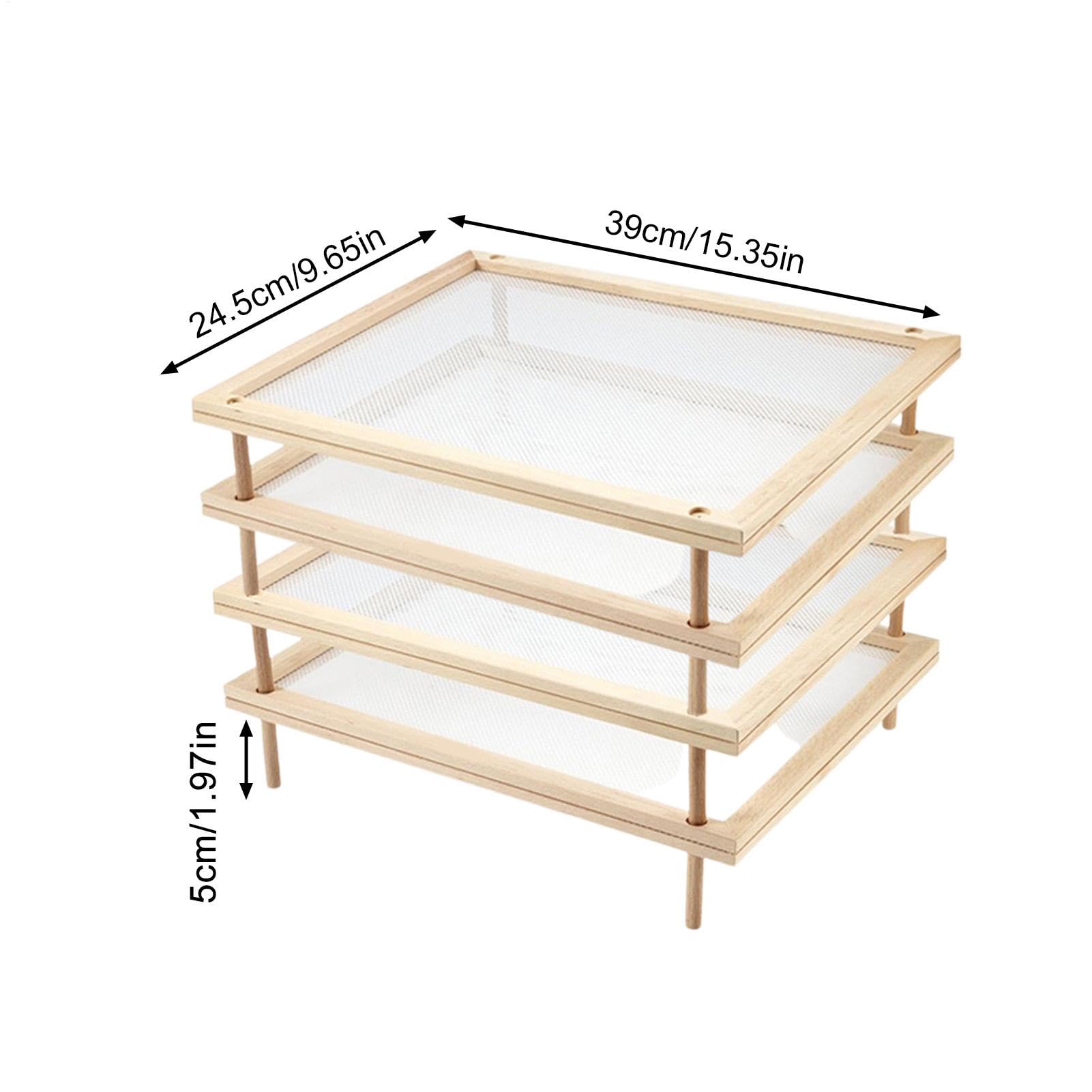 Stendino Per Pasta Impilabile In Legno, Essiccatore Per Tagliatelle, Scaffale Aperto Per Frutta E Verdura Con Rete Areata