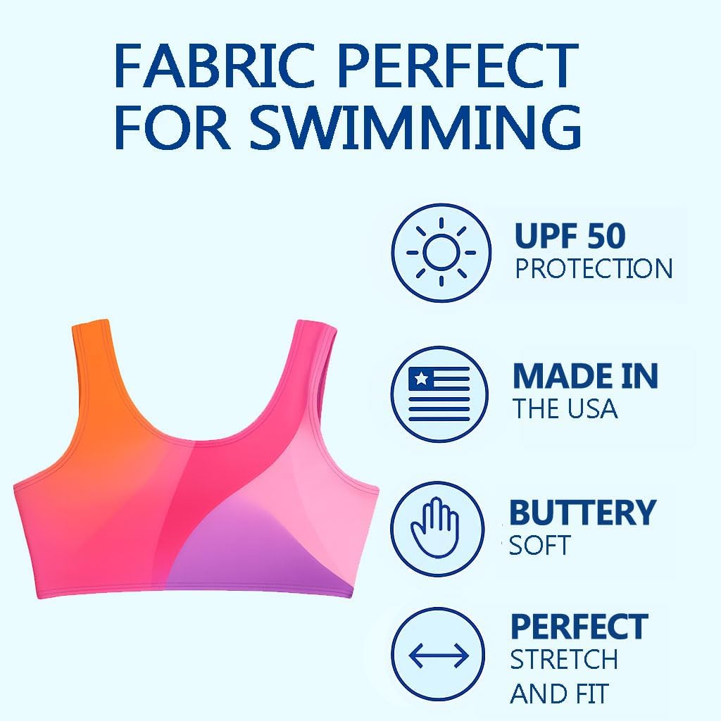 Destira Girls Bikini Top Only Swimsuit, Bathing Suit Top, Trendy and Fun Designs for Swimming