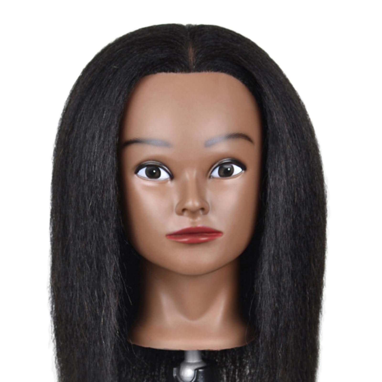 Praktischer Haarstyling-Puppenkopf mit stabiler Klemme für Training Mannequin Friseur 40,6 cm Hellschwarz