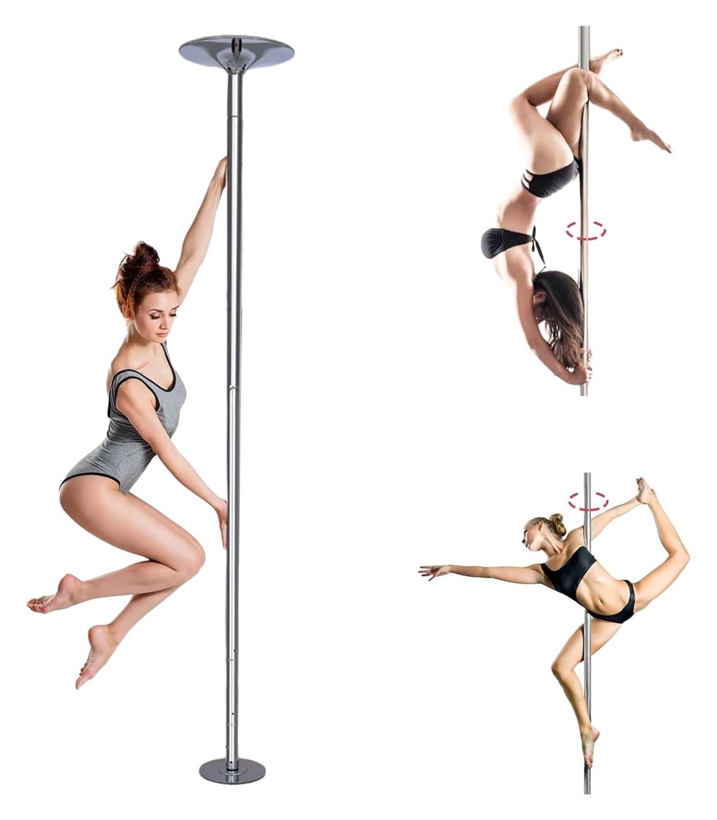 JYBNBBE Stripper Pole,Dance Pole, Spinning Stripper Pole,Apartment Romantic Dance Pole Kit, Portable Pole Dancing Pole Standing,Height 2.23-2.74m (7.3ft