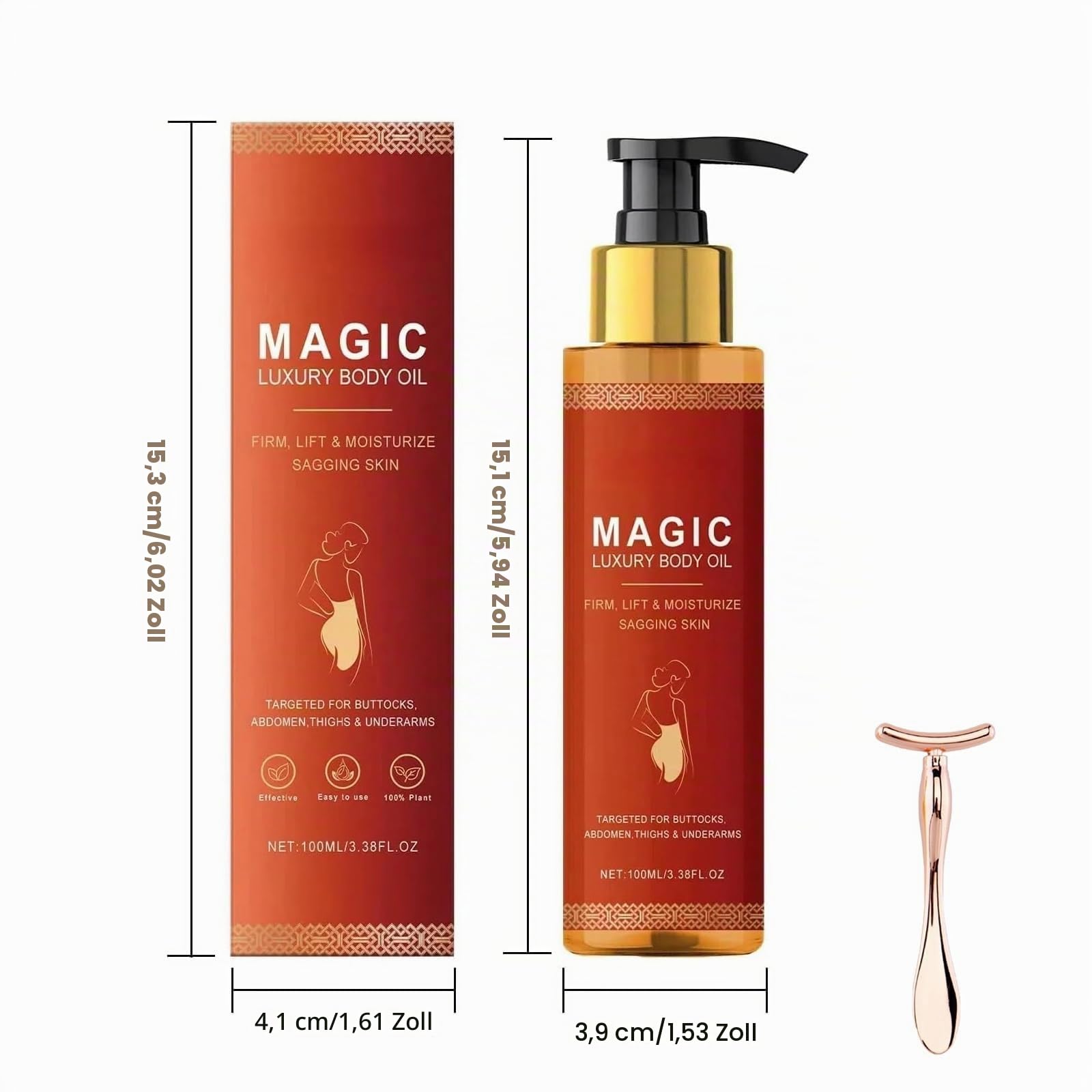 Liora Life körperöl, Liora Life Lifting Body Oil, Magic Luxury Body Strafting Oil, Feuchtigkeit und Nahrhafte Creme, Reduziert Feine Linien, Verbessert die Elastizität, Sanfte Formel(5PCS)