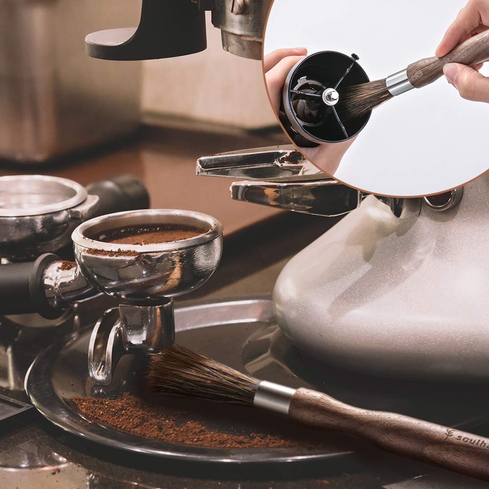 Kaffeemaschinen und Mahlwerk Reinigungsbürstenset (Gerade + Abgewinkelt) Reiniger Bürste Pinsel für Siebträgermaschine Kaffeemühl, Professionelle Barista Espressomaschine Zubehör