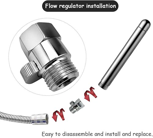 Miniatura 3 de Kit de ducha de ducha, sistema de limpieza de ducha de 3 cabezales, regulador y manguera de 59 pulgadas