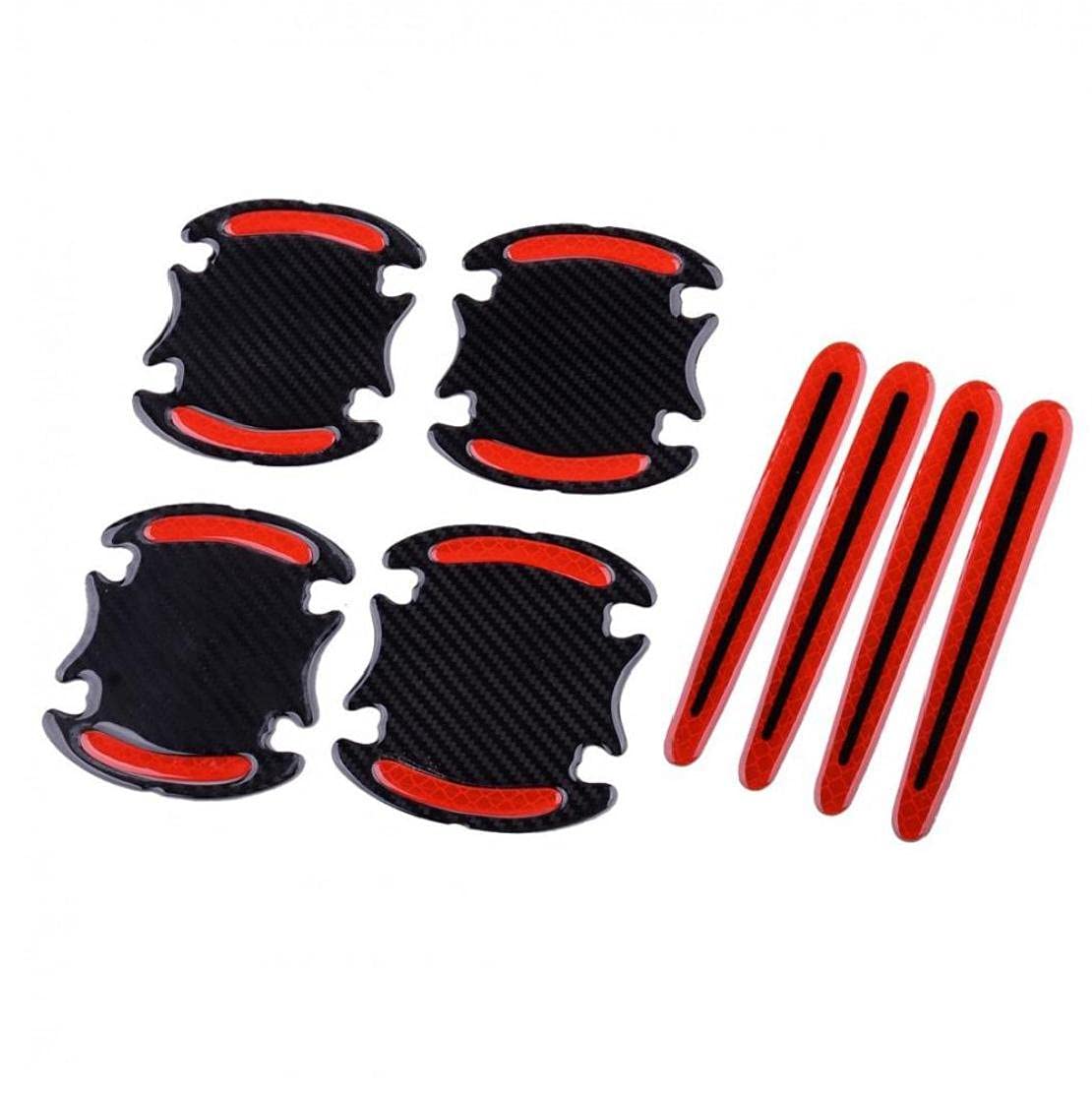 8 Pcs Car Door Handle Cup Cover Protection Film Pad Auto Outdoor Safety Reflective Strips Stickers