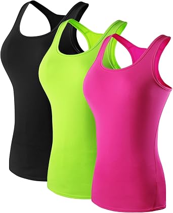 Yuerlian Womens Compression Base Layer Tank Top Workout Racerback Athletic Yoga Tanks Sleeveless Running 3 Pack