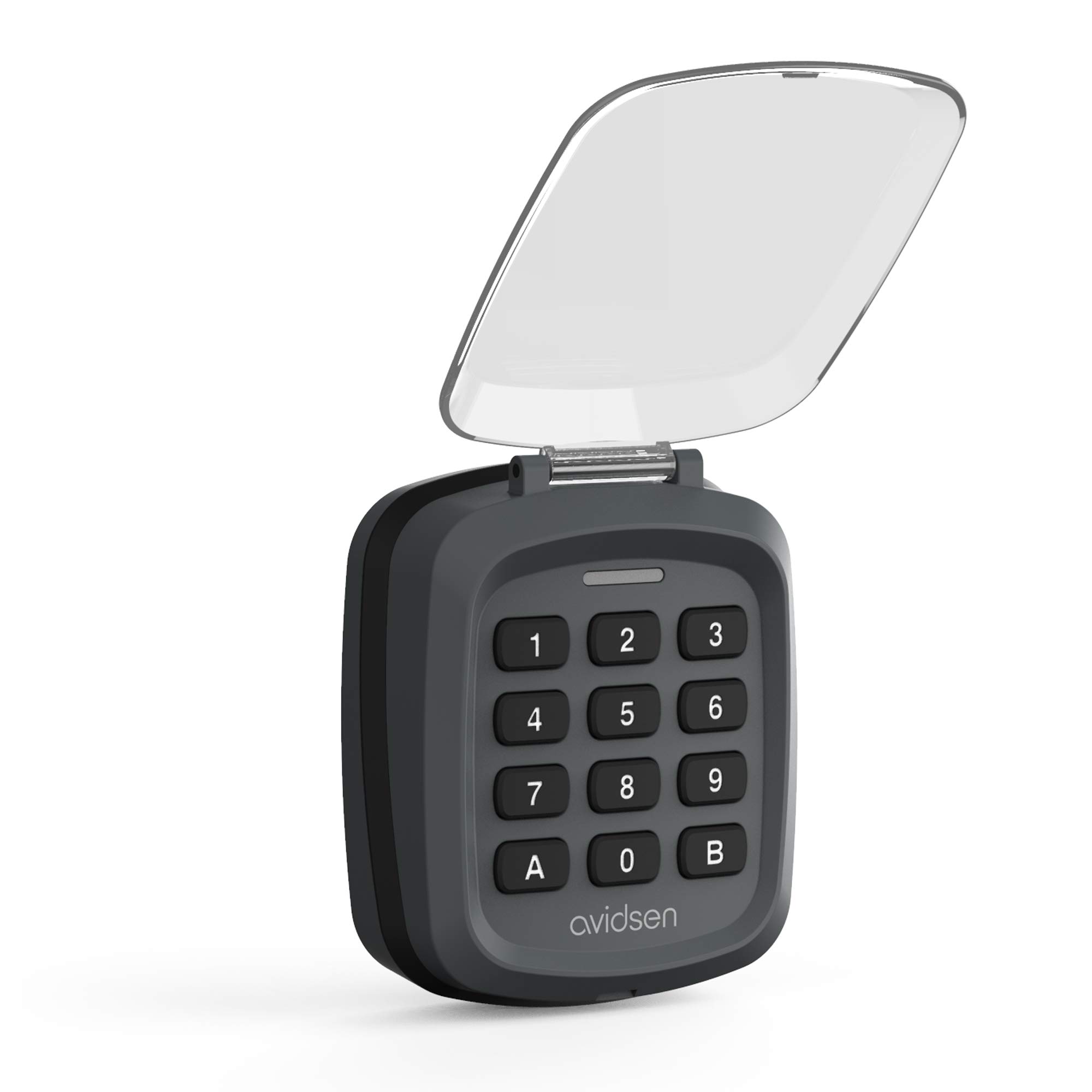 Avidsen Teclado Inalámbrico para Puertas de Garaje y Cancelas con Código | 10 códigos de 4 dígitos, alcance 80 m, 433,92 MHz, IP44, -20 °C a 55 °C, 2 pilas AAA incluidas y apertura total o peatonal.