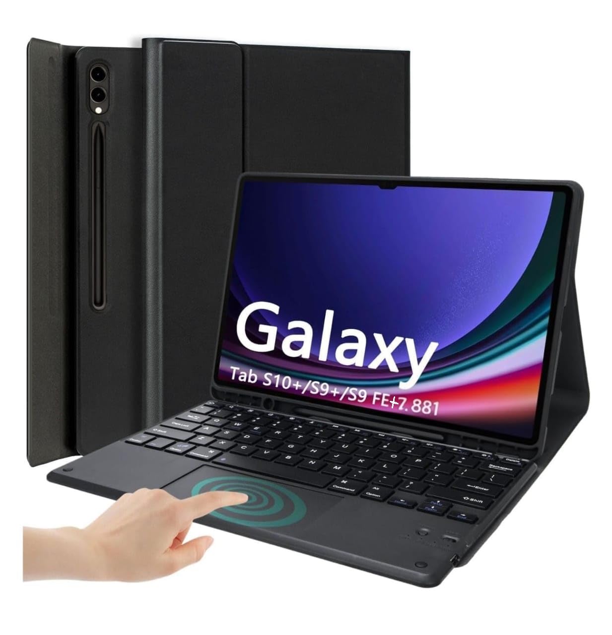 typecase Keyboard Case for Samsung Galaxy Tab S10+, S9+ & S9 FE+ (12.4 Inch) with Trackpad, S-Pen Holder, 3 Viewing Angle, Magnetically Detachable Wireless Bluetooth Keyboard Cover(NOT Fit S10 FE+)