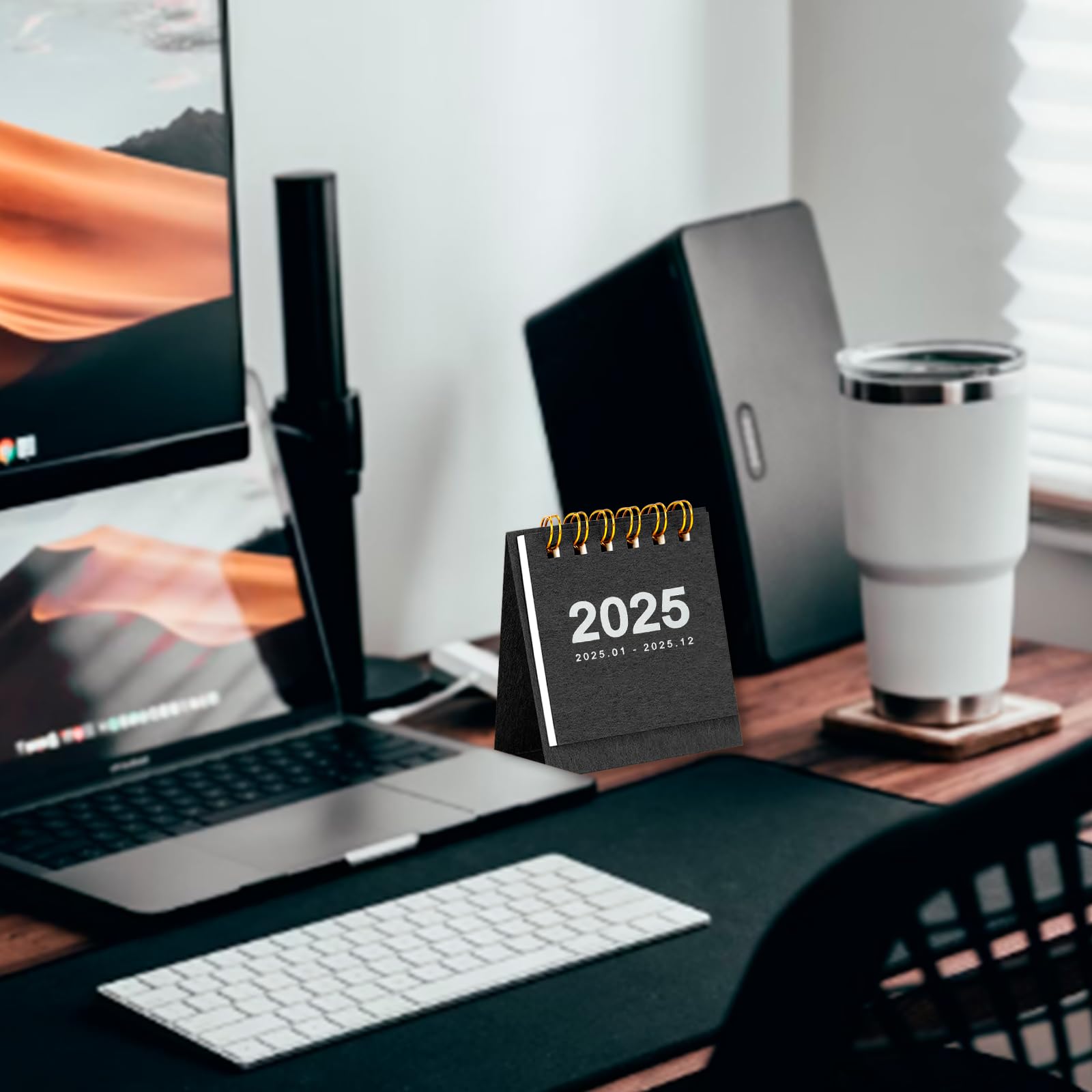 2025 Mini Desk Calendar 2-Pack - Small Standing Flip Monthly Calendar For Office & School