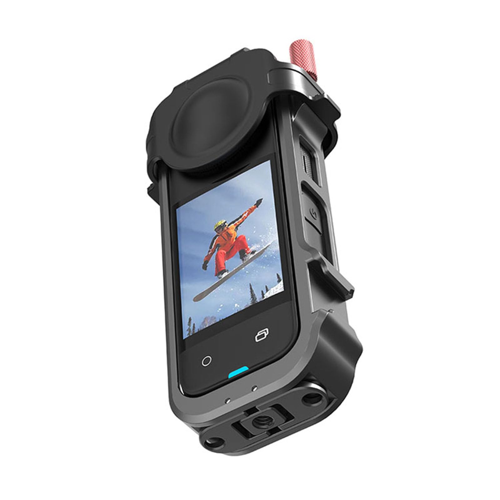 Armazón de aleación de aluminio + cubierta de protección de lente de silicona para Insta360 X4 Cold Shoe Metal Bisel Mount funda protectora para cámara de acción panorámica