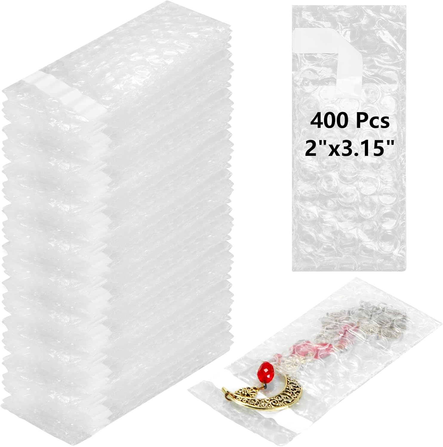 PerKoop 400 Pcs 2 x 3.15 Inch Bubble Cushion Wrap Bags Bulk, Double Wall Bubble Cushion Wrap Pouches, Clear Protective Bags Thickening Shockproof for Shipping Packing Storage Moving 2 x 3.15 Inch 400