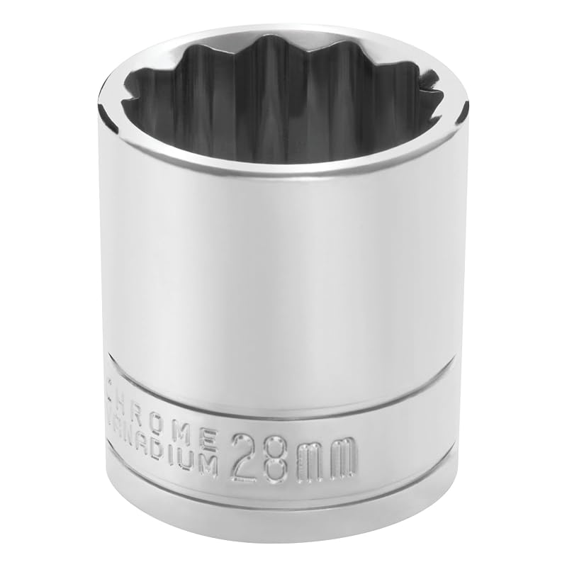 Soquete métrico Performance Tool W32828 de 28 mm, encaixe de 12 pontas e acionamento de 12,7 mm (1/2 pol.)