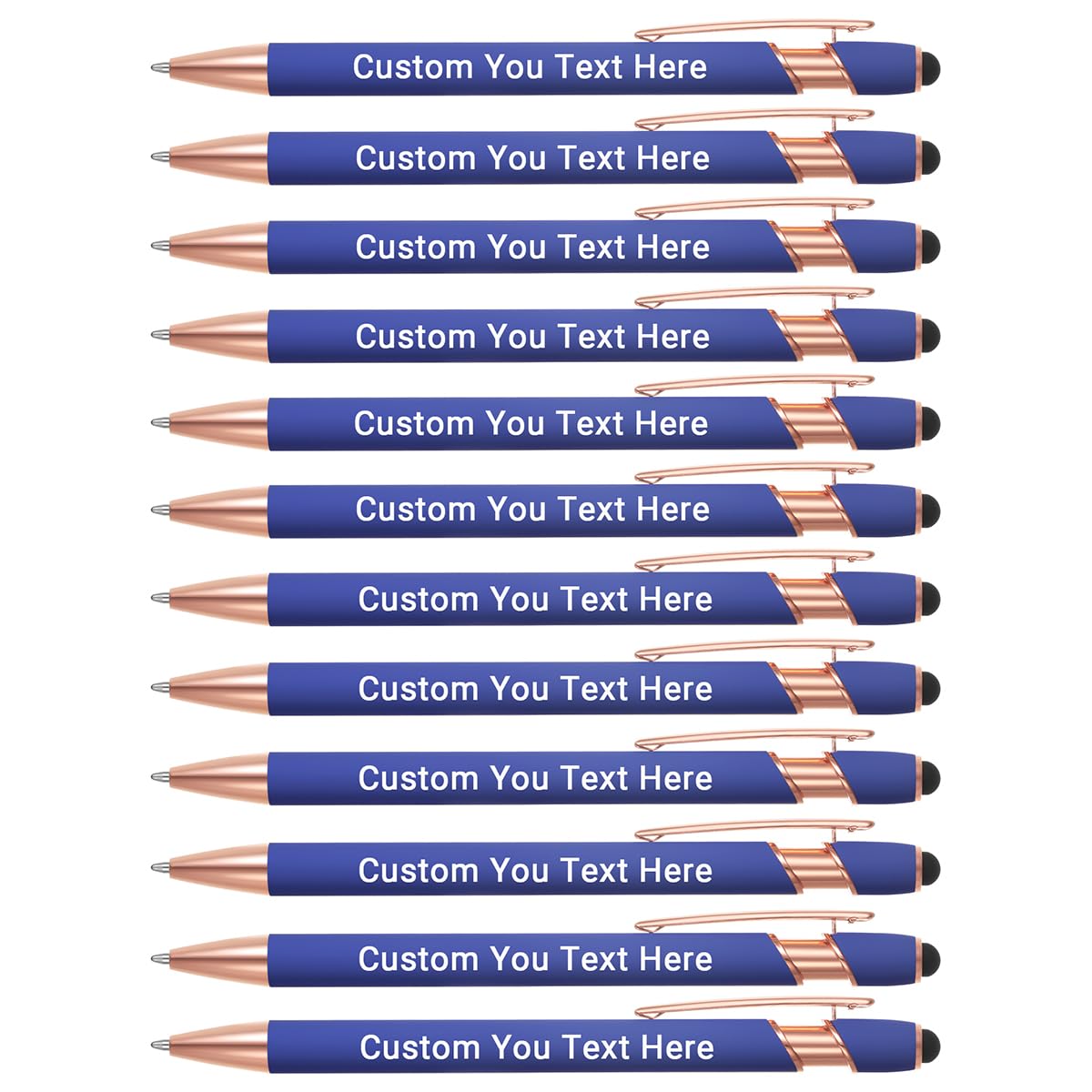 Zoonnis 72 Pcs Personalised Ballpoint Pens with Stylus Tips for Business Personalized Engraved Pen In Bulk for Women Men with Name Text Customised Pen Writing Custom Pen With Black Ink for School — image 1