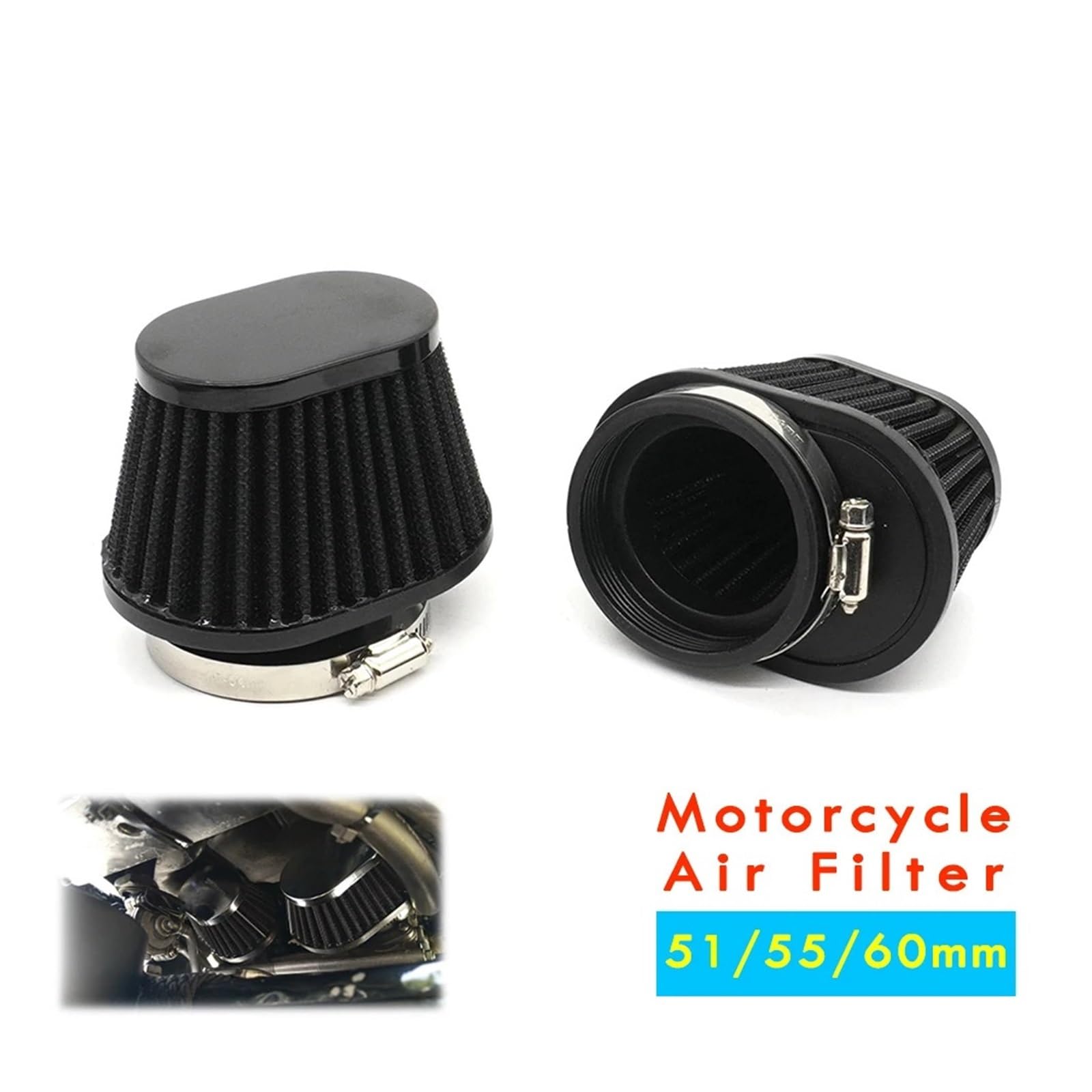 Limpiador Filtro Filtro De Aire para Motocicleta 60mm 55mm 51mm Universal para Motor Minibike Entrada De Aire Frío Filtro De Cono De Alto Flujo