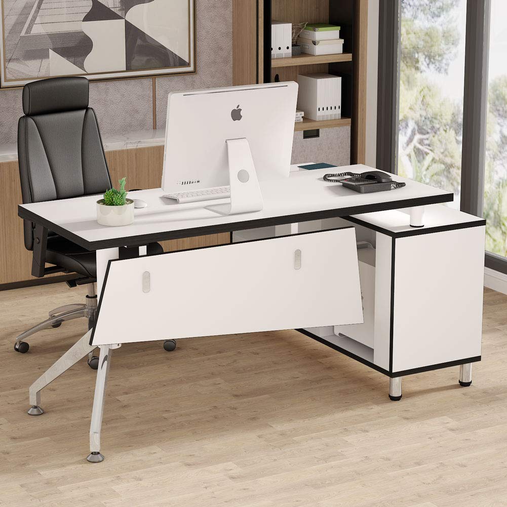 Tribesigns Modern LShaped Office Desk with File 55 inch Large