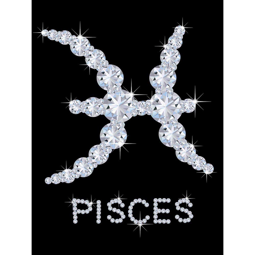 Wee Blue CooDiamond Zodiac Pisces Bling Vajazzle Horoscope Art Print Poster Wall Decor 12X16 Inch