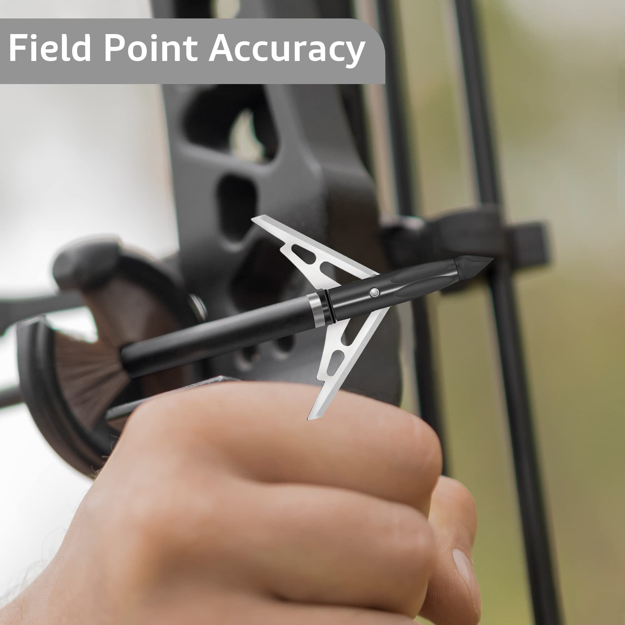 Bombrooster 6 Pack Crossbow Broadheads 100 Grain Chisel Tip Broadhead with Shock Collar Technology