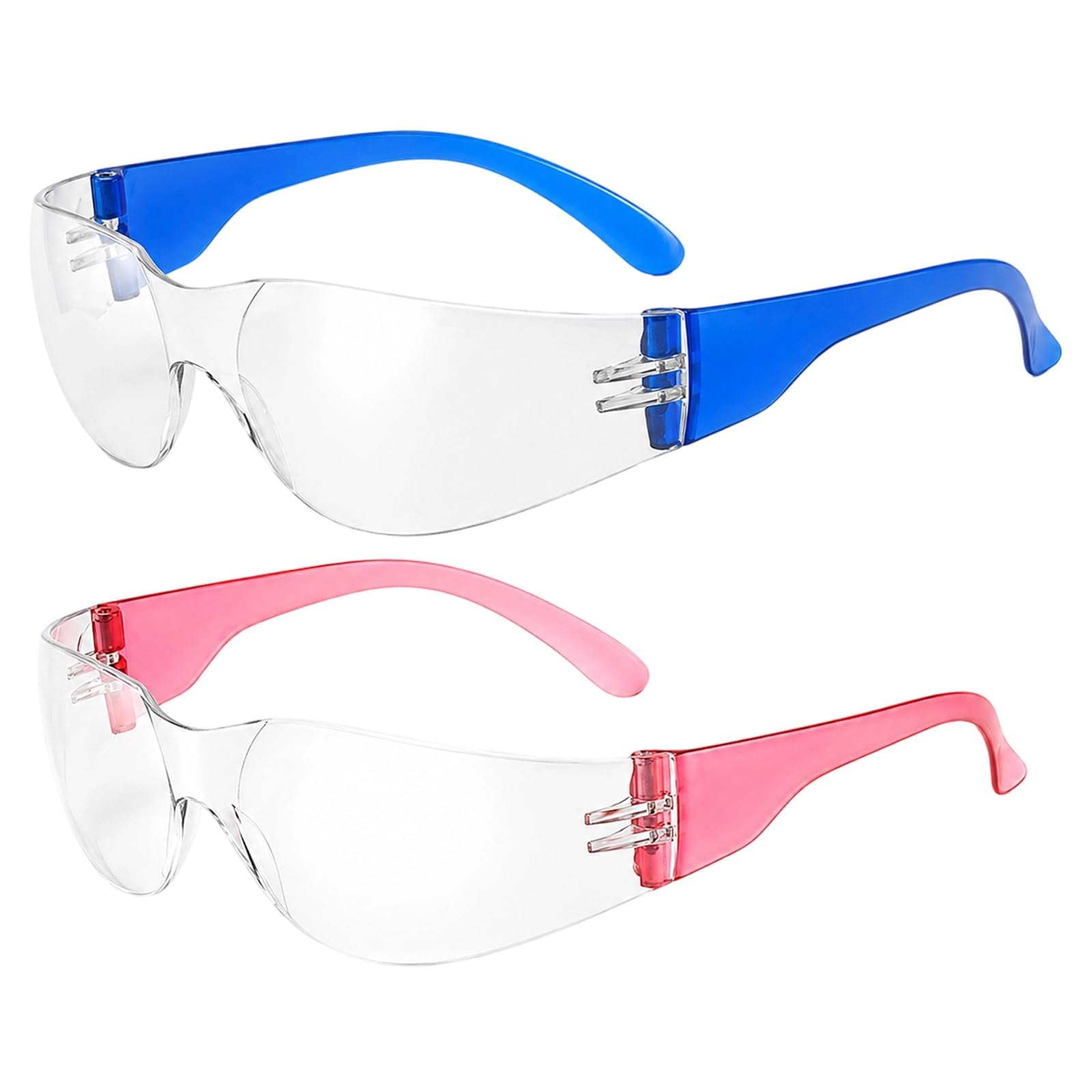 Goggles Kids 6-14, Protective Goggles for Children, Eye Protection Goggles for Science Experiments and Outdoor Activities, Kids Safety Glasses with Clear Frame and Coloured Legs, Two Pairs Included