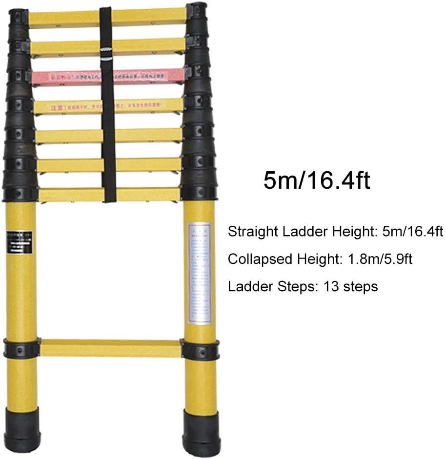 Fiberglass Telescopic Ladders, Non-Conductive Multi Purpose Telescoping Ladder, Heavy Duty Engineering Extension Ladder, 2m-5m