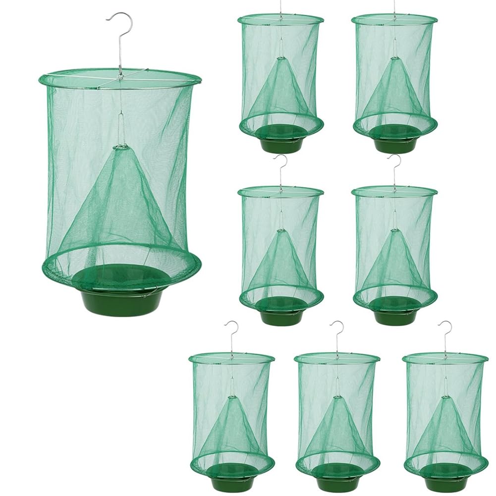 CTRLZS 8PCS Ranch Fly Traps - Reusable Fly Traps with Bait-Tray Outdoor Indoor Hanging, Stable Horse Fly Catcher Cage