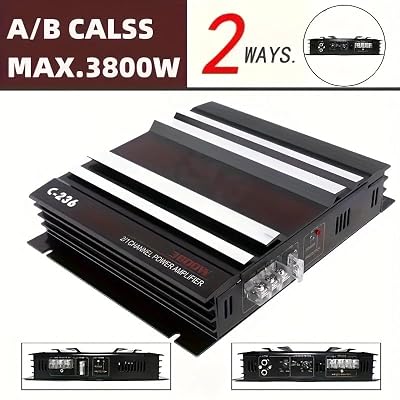2-Channel Car Power Amplifier, High-Performance Universal Fit Audio System, 300W Max Output, Hardwired Room Electrical Operation, 36V Max Operating Voltage C-236 12V