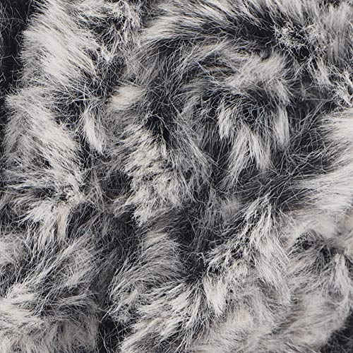 Image of NICEEC 2 Skeins Faux Fur Yarn Super Soft, Chunky & Fluffy, Eyelash Yarn for Crochet & Knitting (Total Length 70yds,3.53oz) - Black with White