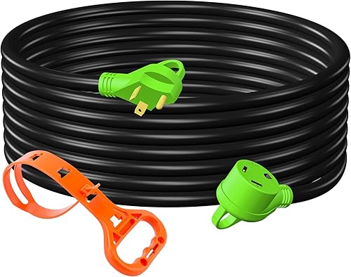 Gerguirry Cable de extensión de alimentación RV de 25 pies, 30 amperios, resistente calibre 10, cable STW de 3 cables con indicador de alimentación