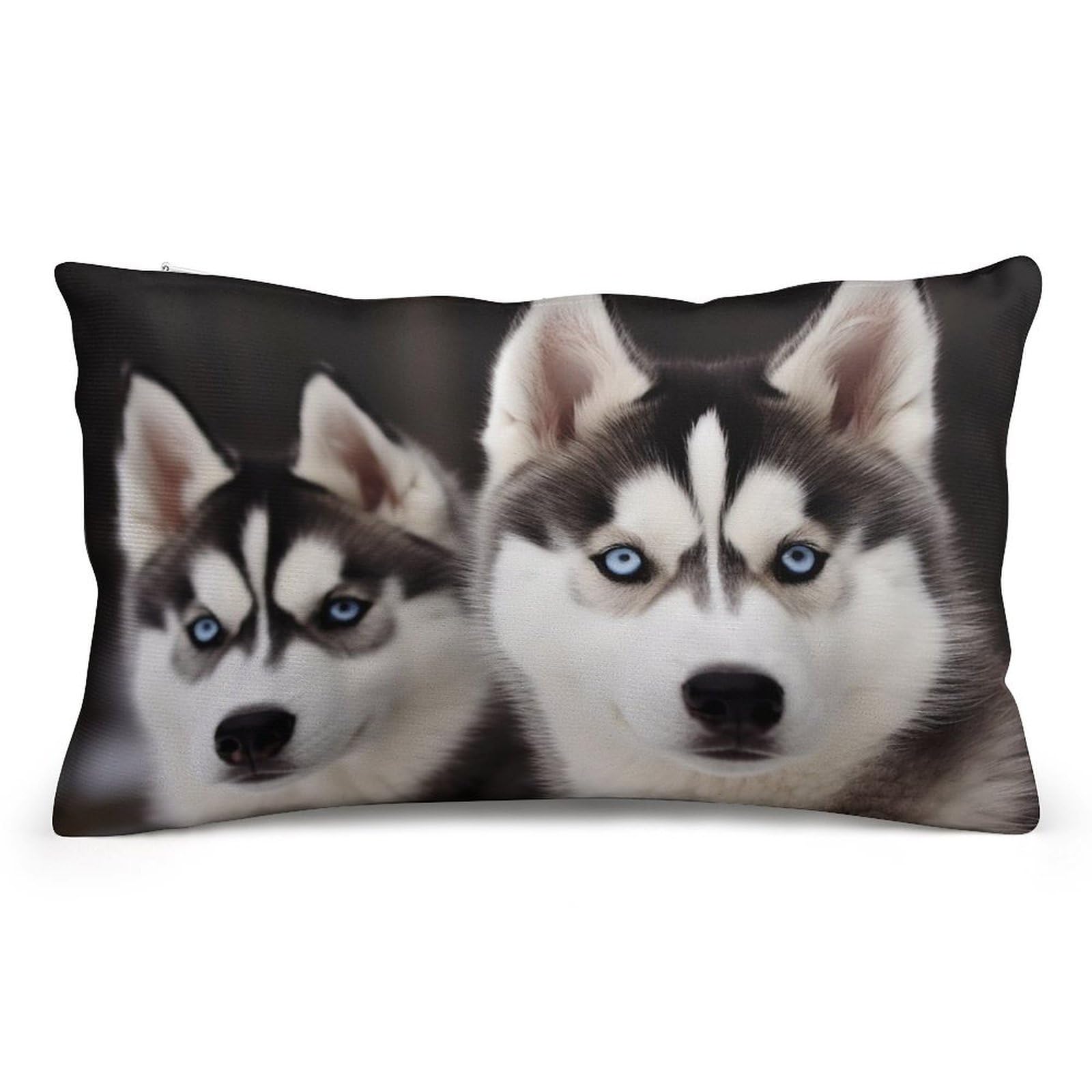 Velvet Pillowcases Standard Size 8"x12", Ultra Soft Breathable Pillow Cases for Bed, Luxury Cozy Fuzzy Pillow Shams, Lumbar Pillow Cover, Husky Dog Cushion Case Home Decor
