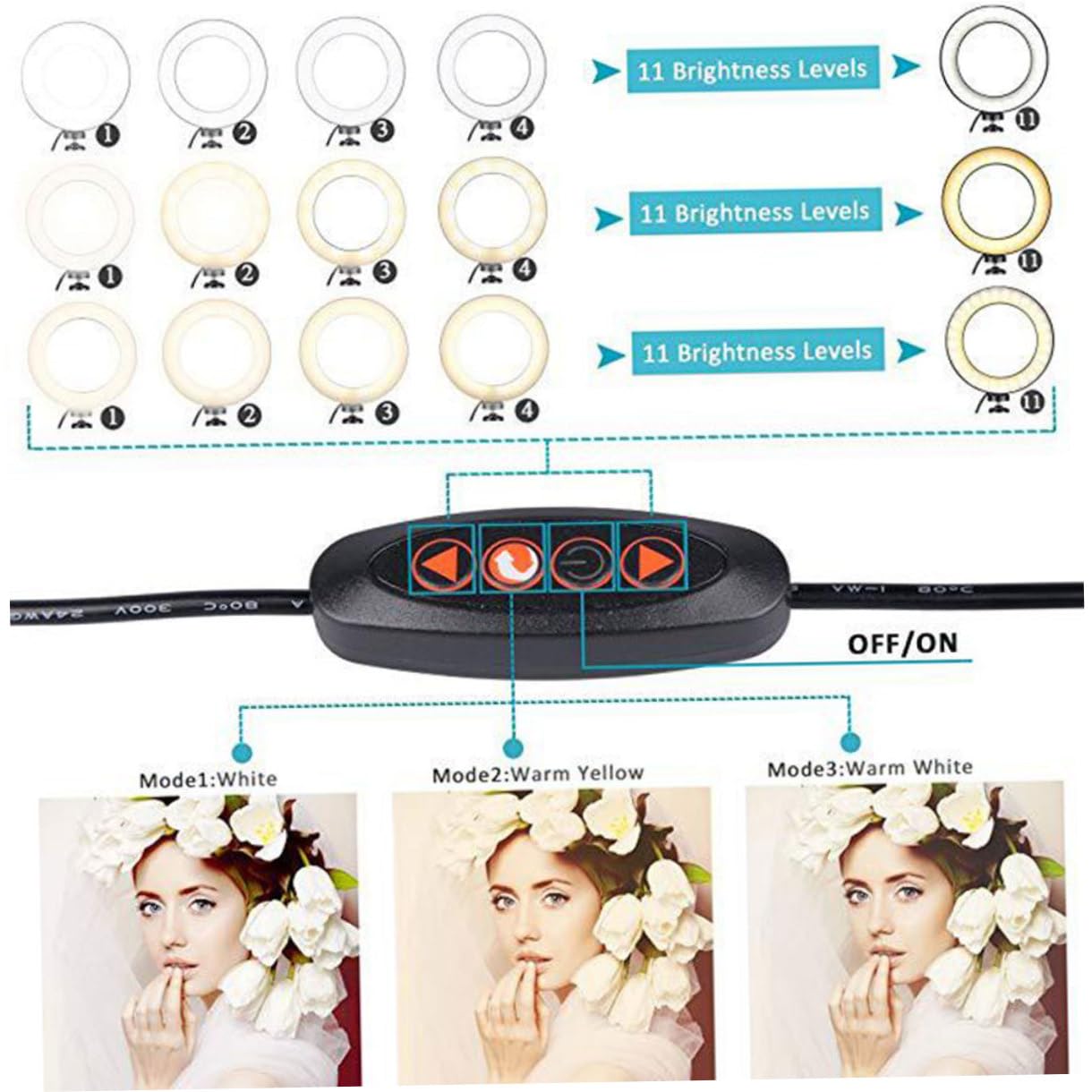 Ringlicht Für Handy Mit Stativ Dimmbares Led-kameralicht Kompatibel Mit Handys Für Make-up Und Live-Streaming Aluminiumlegierung USB-Betrieb