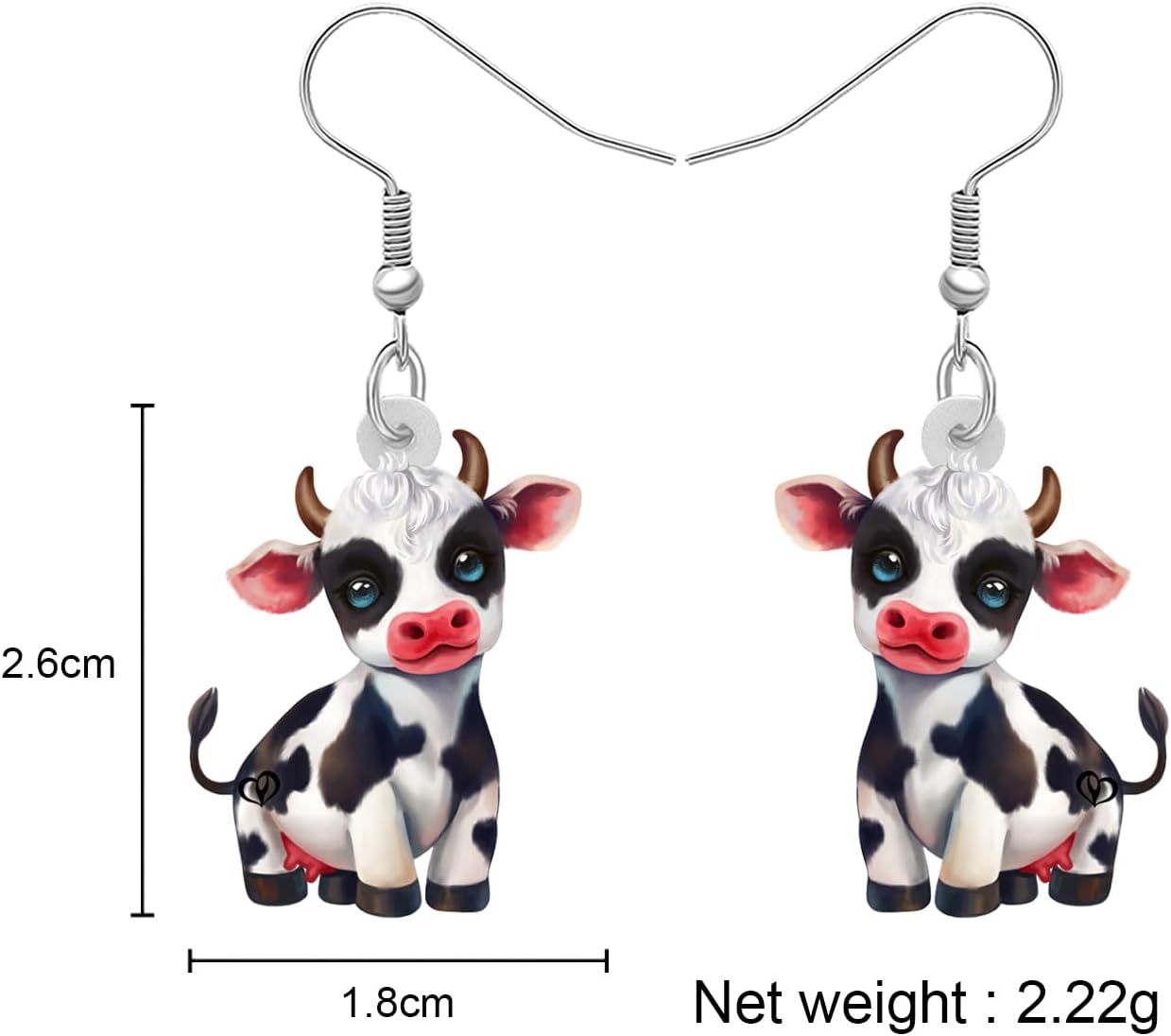 NEWEI Cute Acrylic Dairy Cow Print Earrings Dangle Farm Animals Jewelry for Women Gifts Charms - Image 5