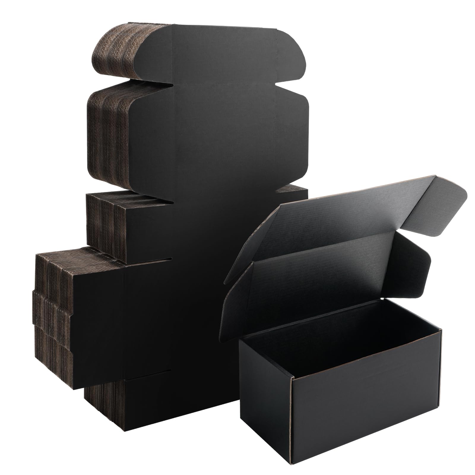 Yidomto 8x4x4 Black Shipping Boxes Small - 25 Pack Corrugated Cardboard Mailer Boxes for Packaging, Mailing, Gift Giving | Sturdy, Recyclable, Perfect for Small Business Supplies, Ecommerce — image 1